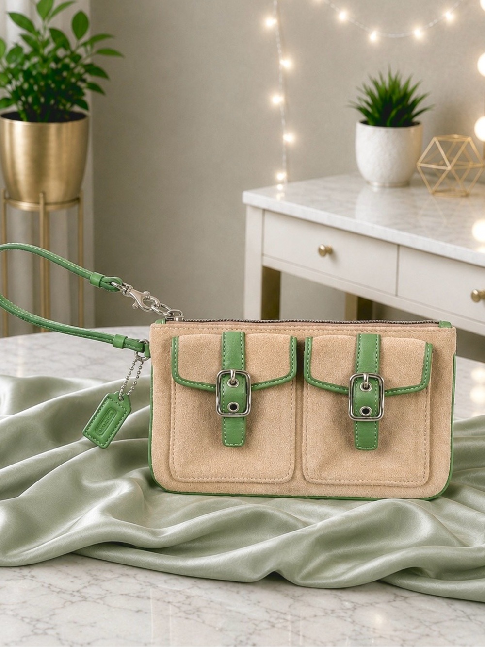 Coach Vintage suede Y2K wristlet